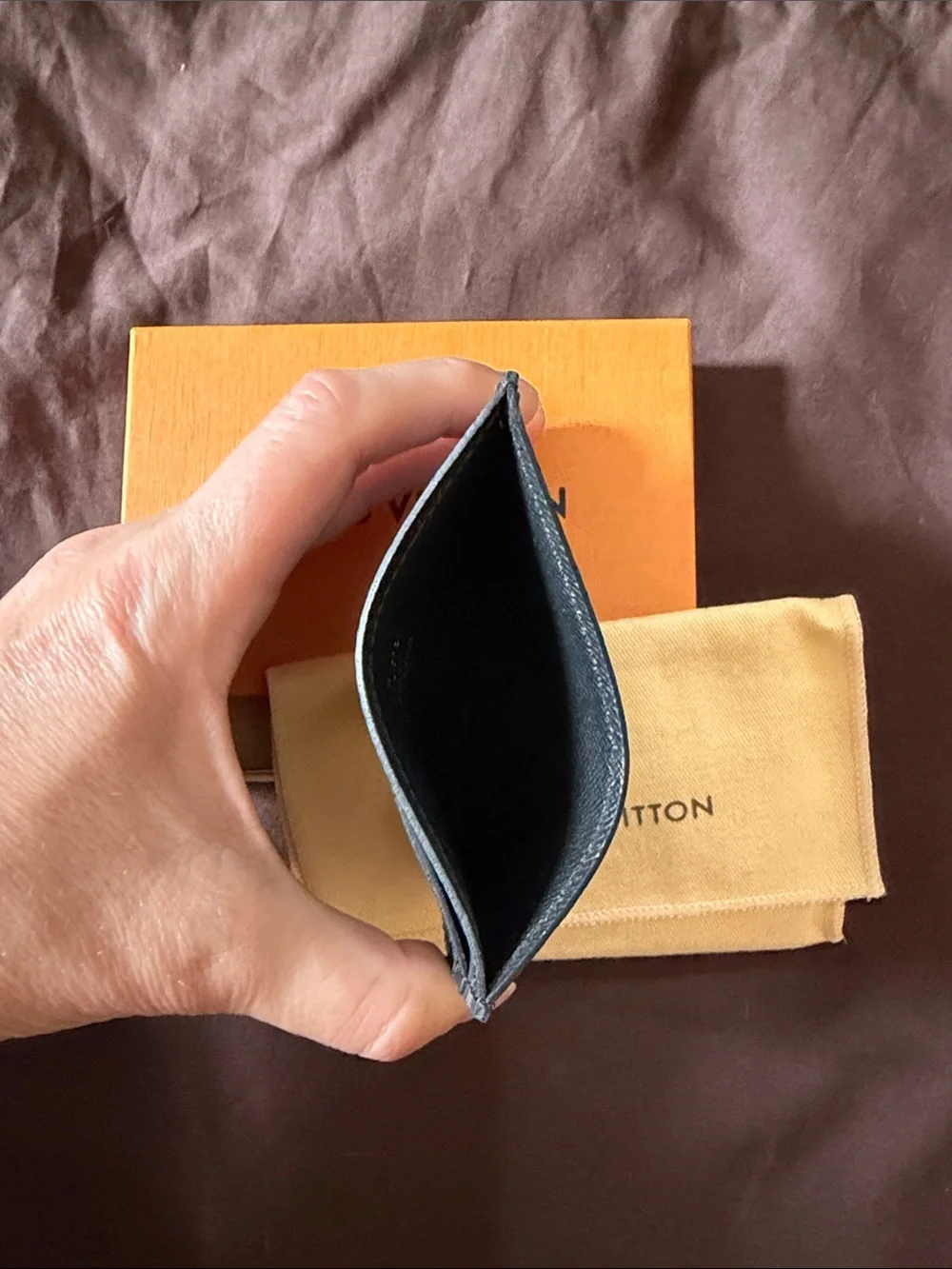 Authentic Louis Vuitton Monogram Eclipse Double Card Holder Gray Black SLG
